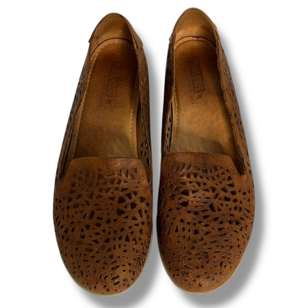 Pikolinos Women's Slip On Shoes EU Size 36 Leather Wedges Laser Cut Comfort Boho